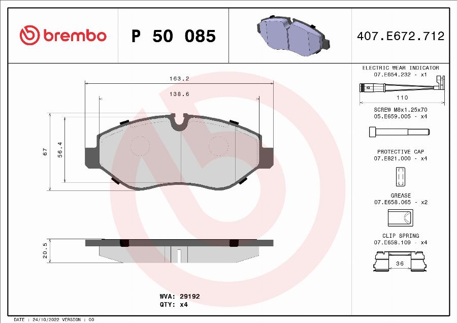 Brembo P 50 085 - Kit pastiglie freno, Freno a disco www.autoricambi360.it