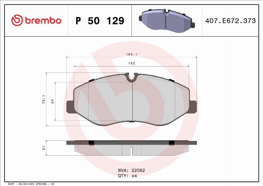 Brembo P 50 129 - Kit pastiglie freno, Freno a disco www.autoricambi360.it