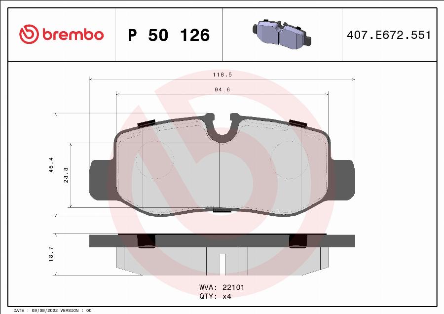 Brembo P 50 126 - Kit pastiglie freno, Freno a disco www.autoricambi360.it