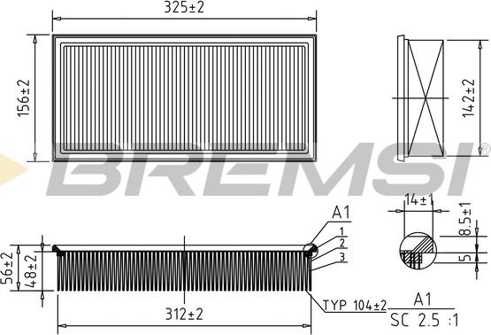 Bremsi FA0595 - Filtro aria www.autoricambi360.it