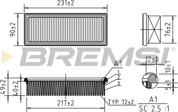 Bremsi FA0544 - Filtro aria www.autoricambi360.it
