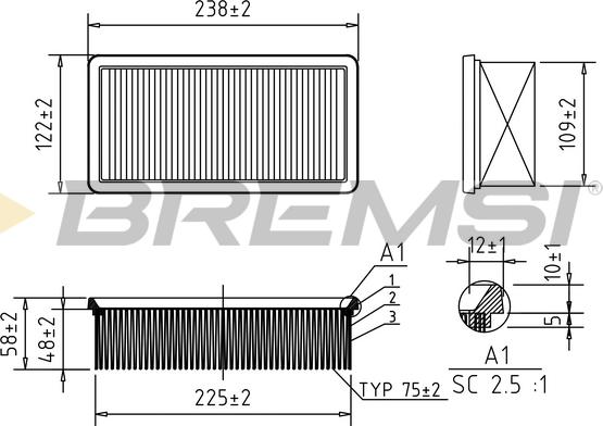 Bremsi FA0540 - Filtro aria www.autoricambi360.it