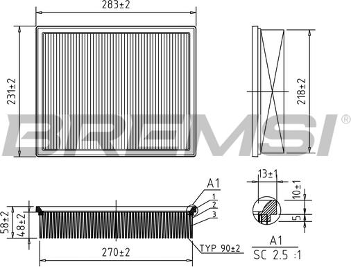 Bremsi FA0551 - Filtro aria www.autoricambi360.it