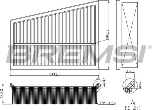 Bremsi FA0580 - Filtro aria www.autoricambi360.it