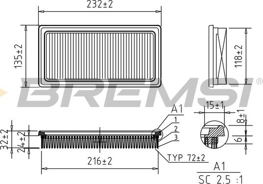 Bremsi FA0530 - Filtro aria www.autoricambi360.it