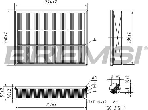 Bremsi FA0579 - Filtro aria www.autoricambi360.it