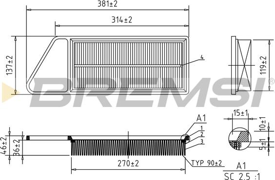 Bremsi FA0577 - Filtro aria www.autoricambi360.it