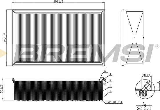 Bremsi FA0214 - Filtro aria www.autoricambi360.it