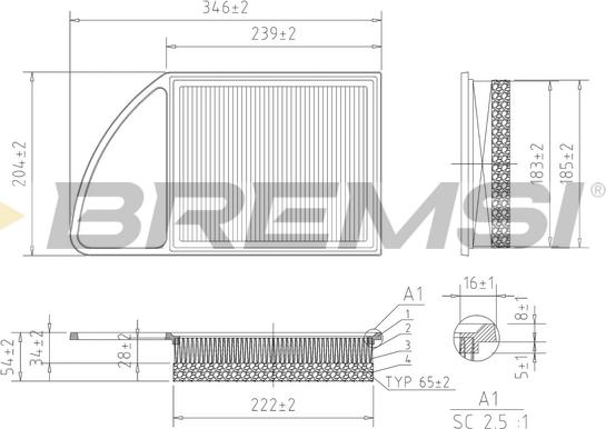 Bremsi FA0216 - Filtro aria www.autoricambi360.it