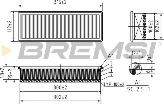 Bremsi FA0210 - Filtro aria www.autoricambi360.it