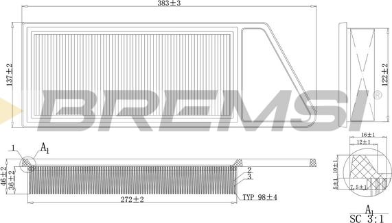 Bremsi FA0211 - Filtro aria www.autoricambi360.it