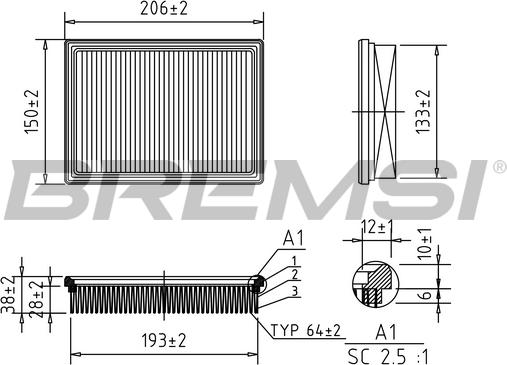 Bremsi FA1407 - Filtro aria www.autoricambi360.it
