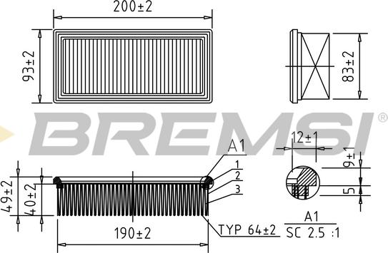 Bremsi FA1594 - Filtro aria www.autoricambi360.it