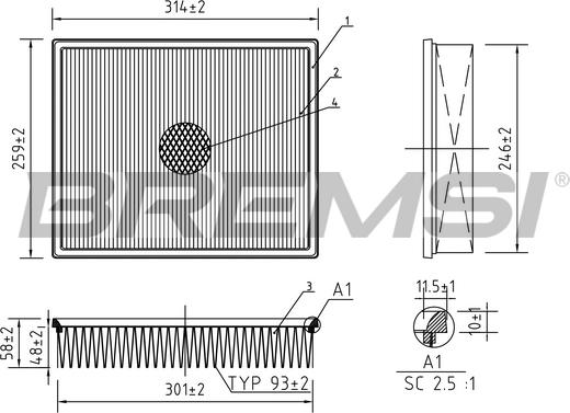 Bremsi FA1592 - Filtro aria www.autoricambi360.it