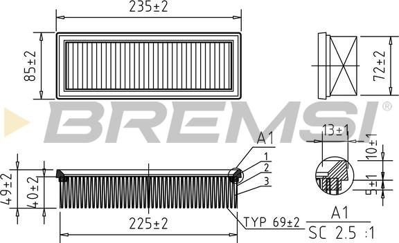 Bremsi FA1640 - Filtro aria www.autoricambi360.it