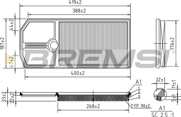 Bremsi FA1668 - Filtro aria www.autoricambi360.it