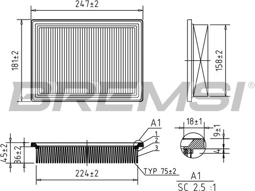 Bremsi FA1618 - Filtro aria www.autoricambi360.it