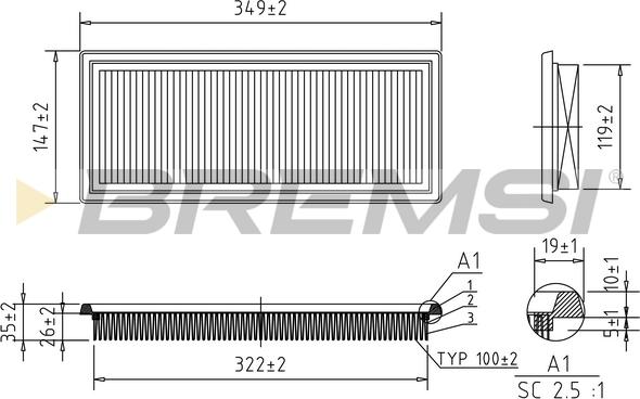 Bremsi FA1632 - Filtro aria www.autoricambi360.it