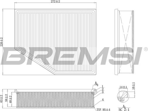 Bremsi FA1098 - Filtro aria www.autoricambi360.it