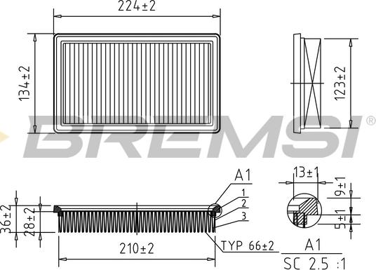 Bremsi FA1023 - Filtro aria www.autoricambi360.it