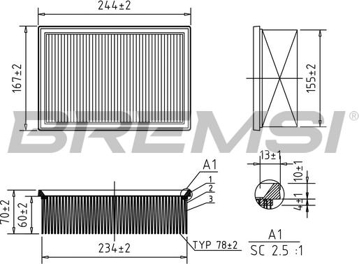 Bremsi FA1148 - Filtro aria www.autoricambi360.it