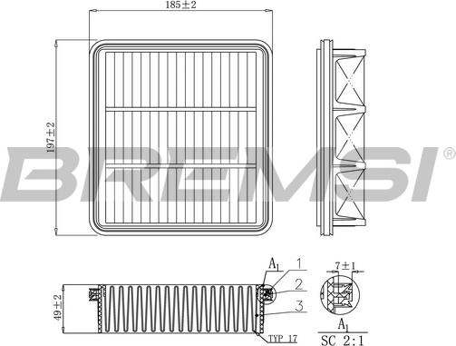 Bremsi FA1150 - Filtro aria www.autoricambi360.it