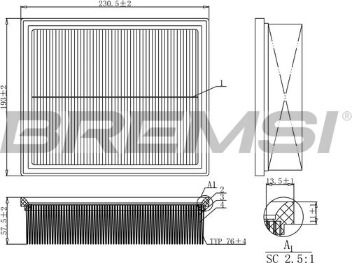 Bremsi FA1153 - Filtro aria www.autoricambi360.it