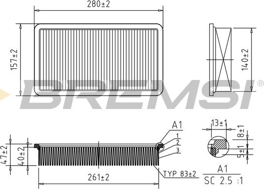 Bremsi FA1152 - Filtro aria www.autoricambi360.it