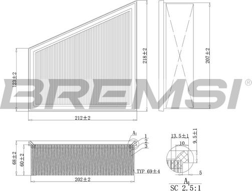 Bremsi FA1157 - Filtro aria www.autoricambi360.it