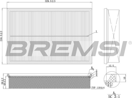 Bremsi FA1161 - Filtro aria www.autoricambi360.it