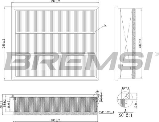 Bremsi FA1108 - Filtro aria www.autoricambi360.it