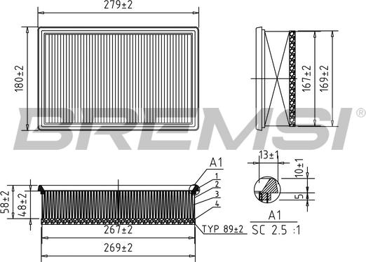 Bremsi FA1125 - Filtro aria www.autoricambi360.it