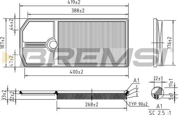 Bremsi FA1258 - Filtro aria www.autoricambi360.it