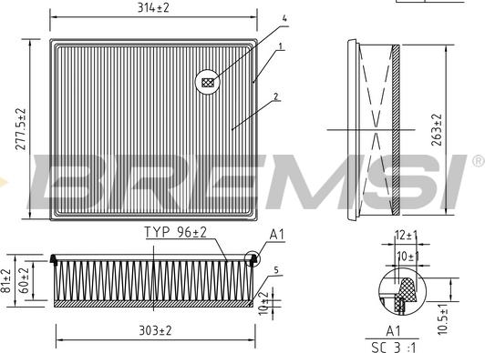 Bremsi FA1253 - Filtro aria www.autoricambi360.it