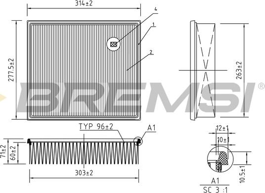 Bremsi FA1252 - Filtro aria www.autoricambi360.it