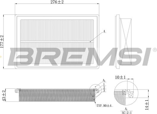 Bremsi FA1206 - Filtro aria www.autoricambi360.it