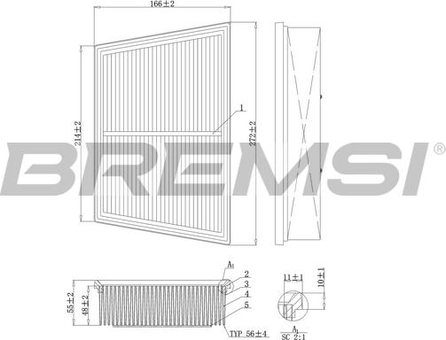 Bremsi FA1208 - Filtro aria www.autoricambi360.it