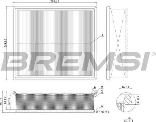 Bremsi FA1216 - Filtro aria www.autoricambi360.it