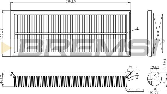 Bremsi FA1238 - Filtro aria www.autoricambi360.it