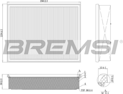 Bremsi FA1225 - Filtro aria www.autoricambi360.it