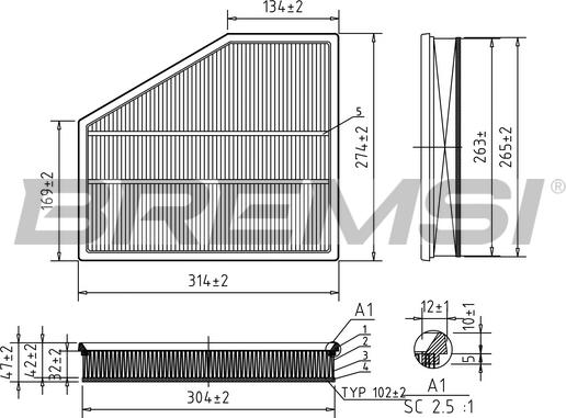 Bremsi FA1228 - Filtro aria www.autoricambi360.it