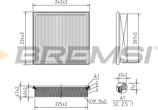 Bremsi FA2581 - Filtro aria www.autoricambi360.it