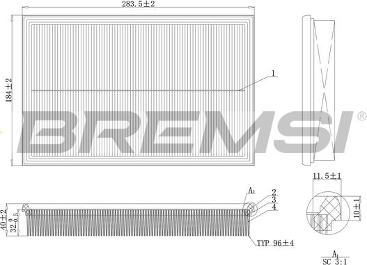 Bremsi FA2124 - Filtro aria www.autoricambi360.it