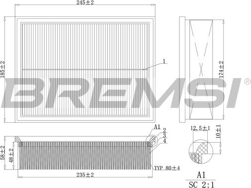 Bremsi FA2125 - Filtro aria www.autoricambi360.it