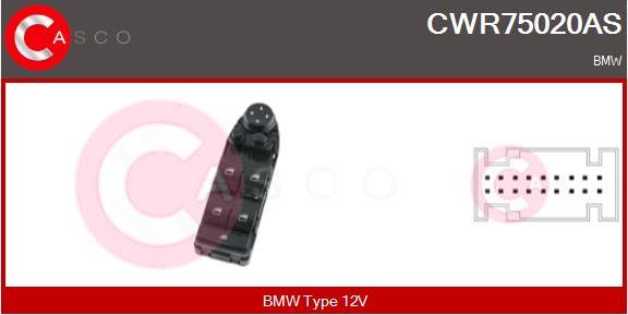 Casco CWR75020AS - Interruttore, Alzacristallo www.autoricambi360.it
