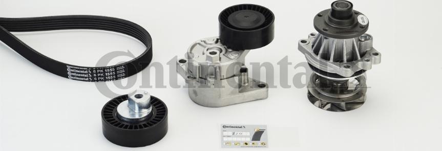 Continental 6PK1555WP2 - Pompa acqua + Kit cinghia Poly V www.autoricambi360.it