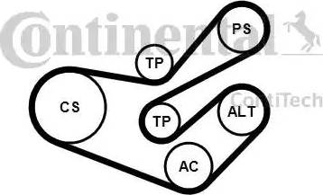 CONTINENTAL 6PK1750K3 - Kit Cinghie Poly-V www.autoricambi360.it