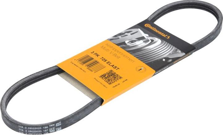 CONTINENTAL 3 PK 725 ELAST - Cinghia Poly-V www.autoricambi360.it