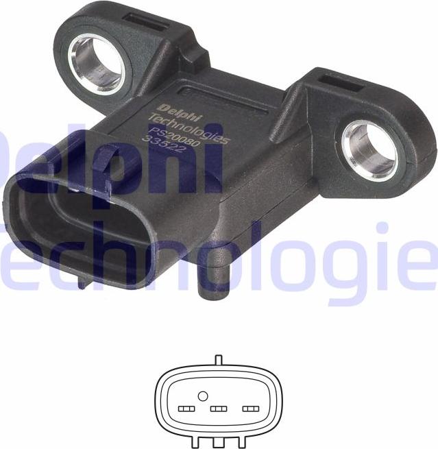 Delphi PS20080-12B1 - Sensore, Pressione collettore d'aspirazione www.autoricambi360.it