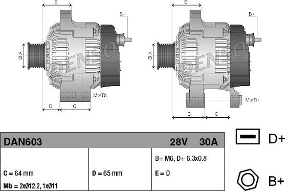 Denso DAN603 - Alternatore www.autoricambi360.it